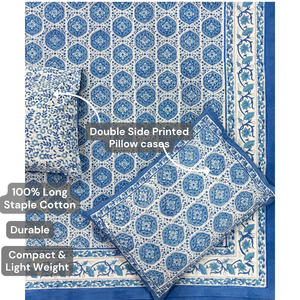 Jaipur Hand Block Printed Plant Floral <b>King</b> <b>Size</b> Flat Bed Set 100% Cotton All Season Eco-Friendly Durable Breathable Home Hotel - Product Image 4