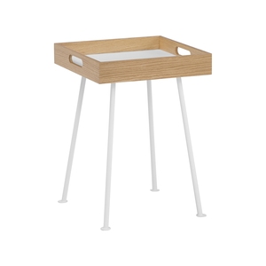 Minimalist Square Coffee <b>Table</b> in Natural Oak Finish with Integrated Handle Grips for Home Decor and <b>Small</b> Apartment - Product Image 1