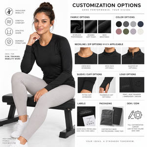 Women's <b>Black</b> <b>Long</b> <b>Sleeve</b> Yoga <b>Top</b> Others Solid Color Breathable Four-Way Stretch Eco-Friendly Spandex Polyester Front Logo - Product Image 6