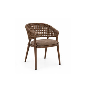 Sillón de Comedor Curvo Tejido con Estructura de Aluminio y Asiento Tapizado para Hostelería Moderna y Mobiliario Comercial - Product Image 1