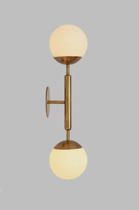 Modern Brass <b>Wall</b> <b>Sconce</b> Double Globe Light Indoor Living Room Decor Gold Finish Round Shape Home Accent <b>Lighting</b> - Product Image 4