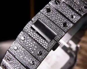 Reloj de Cuarzo con Diamantes Moissanite VVS, Reloj de Pulsera Automático de Acero Inoxidable con Caja Cuadrada y Cristales - Product Image 2