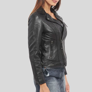 Veste en cuir sur mesure de qualité supérieure pour femmes, design hiver, veste en cuir véritable écologique courte et cintrée pour l'hiver - Product Image 4