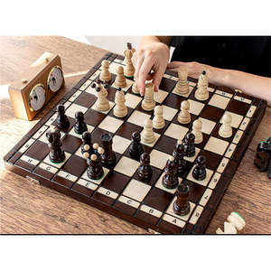 Juego de Ajedrez de Madera Personalizado al por Mayor de Fábrica, Tablero de Ajedrez Plegable Portátil de 15 Pulgadas, Juego de Ajedrez Internacional de Madera para Escuelas - Product Image 1