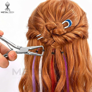 Pince professionnelle en acier inoxydable à pointe incurvée pour la pose et le retrait d'extensions capillaires, outil de salon pour micro-anneaux - Product Image 3