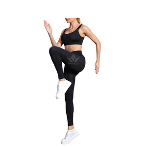 Ensemble de yoga sans couture 2 pièces pour femme : Soutien-gorge de sport dos croisé et leggings taille haute respirants et extensibles - Product Image 3