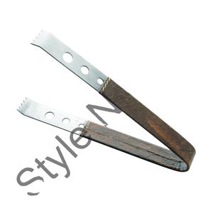 Juego de utensilios de cocina de barra de acero inoxidable de primera calidad al por mayor pinzas de hielo de diseño clásico con pinzas de metal con cubierta de cuero - Product Image 1