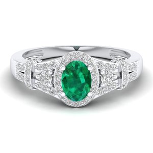 REYES Timeless Design 925 Sterling <b>Silver</b> Moissanite Engagement <b>Rings</b> Oval Cut 0.75 Carat <b>Emerald</b> Gemstone Jewelry For Women - Product Image 5