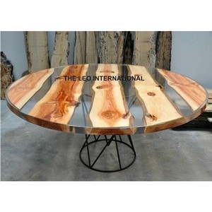 Muebles para el Hogar, Muebles de Hotel de Lujo, Mesa con Base de Metal y Tapa de Madera, Mesas de Centro de Resina de Alta Calidad - Product Image 1