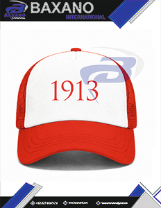 Delta |   Sigma |   Gorra Trucker de la Hermandad Theta con Impresión 3D - Diseño Rojo y Blanco de Primera Calidad, Personalizable con Cualquier Logotipo - Product Image 4