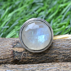 Anvika Gems Jewels Handmade Oxidized Silver Plated Rainbow <b>Moonstone</b> Gemstone Bezel Set Vintage Women's Statement <b>Ring</b> Certified - Product Image 1