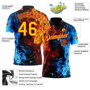Men's Custom <b>Flame</b> Printed Short Sleeve Polo <b>Shirt</b> Digital Printing Sporty Style Quick Dry Polyester Regular Fit - Product Image 3