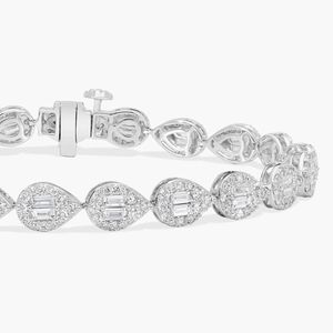 Women's Luxury Diamond <b>Bracelet</b> with 4 CTW Baguette and Round Cut Lab-Grown Diamonds in White Gold - Product Image 5