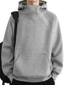 สเวตเตอร์มีฮู้ดของผู้ชายเสื้อกันหนาวแบบสวมหัวสีเทา/ดำมีซิปด้านหน้าปิดลำลองเล่นกีฬาสวมใส่ทุกวัน - Product Image 5