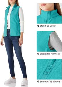 Chaleco de lana para mujer Zip Up Ligero Chaleco suave para correr Prendas de abrigo Sin mangas con bolsillos - Product Image 4