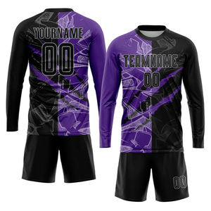 Maillot de football personnalisé à motif graffiti noir, violet-gris, imprimé par transfert thermique, avec logo personnalisé, nom de l'équipe - OEM - Product Image 2