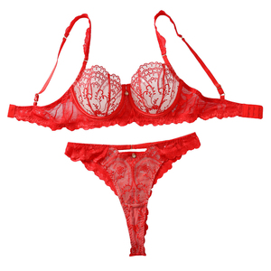Conjunto de Lencería Blanca con Bordado Floral, Conjunto de Sujetador y Tanga de Encaje, Sin Varillas, Sin Forro, Lencería Sexy para Mujer - Product Image 4