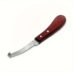 Cuchillos de doble filo para recortar pezuñas, cuchillo para pezuñas de caballo de acero inoxidable con mango de madera, herramienta para recortar pezuñas de ganado y ovejas - Product Image 3