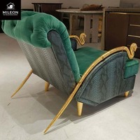 Fauteuil de salon de luxe de marque classique de haute qualité, canapé pouf moderne décontracté pour hommes avec accoudoirs en forme de serpent doré