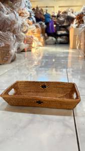 Bandeja de Almacenamiento Rectangular ATA, Diseño Clásico Tejido, Acabado Natural sin Tratar, Portátil, para Vajilla de Cocina, el Más Vendido en Indonesia - Product Image 6