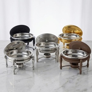 Vintage Oval Chafing Dish Stainless Steel <b>Food</b> <b>Warmer</b> with <b>Candle</b> Holder Buffet Serving for Middle East Home Restaurant Hotel - Product Image 1