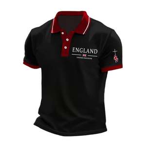 Chemise à manches courtes blanche pour homme d'Angleterre, logo imprimé sur le devant, jersey respirant, coupe classique, chemises de golf 180g - Product Image 2