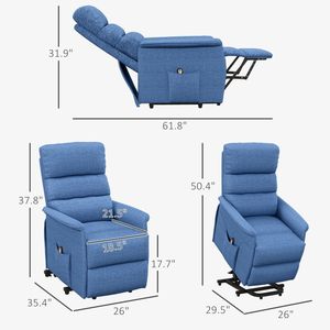 Poltrona Reclinabile Moderna a Una Piazza con Funzione Estensibile, Porta USB e Massaggio, in Pelle o Tessuto, per Arredamento Soggiorno - Product Image 2