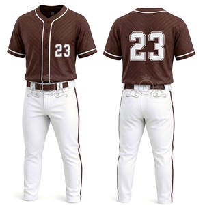 Maillot de baseball pour homme avec numéro 23 brodé, manches courtes roses, pantalon blanc, polyester respirant - Product Image 1