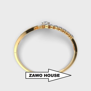 ZAWO Luxury Diamond <b>Bangle</b> in Gold White Yellow Rose Gold Elegant Statement Jewelry for Women Engagement Anniversary Party - Product Image 2