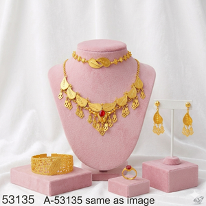 Traditional Wedding Jewelry Set – Gold & Silver Tone Red Stone Necklace Set for Women - Product Image 6