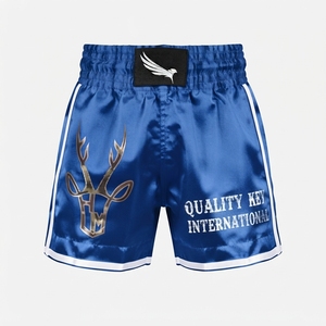 Ropa de combate personalizada en negro satinado y plateado de primera calidad para adultos, ropa deportiva activa para entrenamiento, equipo de artes marciales mixtas, pantalones cortos de boxeo. - Product Image 6