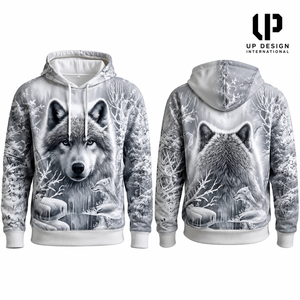 Sweat-shirt à capuche personnalisé avec imprimé loup 3D, motif forêt hivernale, pour hommes et femmes, vêtements streetwear, fabricant - Product Image 1