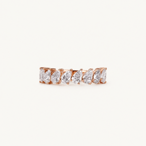 Anillo de aniversario con diamante cultivado en laboratorio Pear |   Anillo de Boda de Oro Rosa de 10K |   Anillo de Diamantes de Media Eternidad para Mujer, Joyería Fina de Lujo - Product Image 1