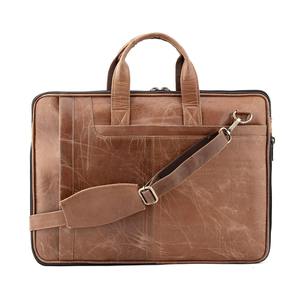 Sac messager pour ordinateur portable en cuir véritable de qualité supérieure, mallette professionnelle marron avec bandoulière réglable pour hommes et femmes - Product Image 2