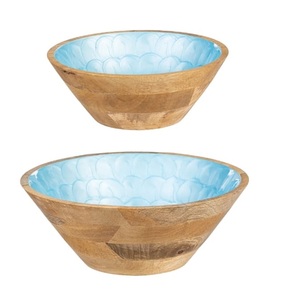 Utensilios para Servir Comida en Bodas, Tazón de Madera con Adhesivo Impreso, Tazón de Madera de Alta Calidad con Acabado Esmaltado, Tazón de Madera para Servir Sopa - Product Image 1