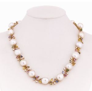 Elegante Collar de Perlas de Agua Dulce Chapado en Oro para Mujer con Diseño de Joyería para Boda - Product Image 1