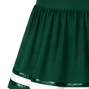 Jupe de cheerleading vert foncé plissée, jupe d'uniforme athlétique avec bordure rayée, tenue de performance d'équipe, vêtements de sport personnalisés - Product Image 3
