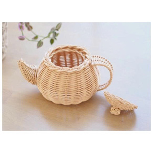 Decorative Handmade Rattan Tea Set - <b>Miniature</b> Woven Teapot and Cups for Playroom & Home Decor - Product Image 4