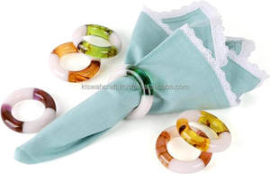 Anillos de Servilleta de Resina con Cuentas Curvas Hechos a Mano, Decoraciones de Servilleta con Pedrería para Mesa, para Restaurantes y Fiestas - Product Image 3