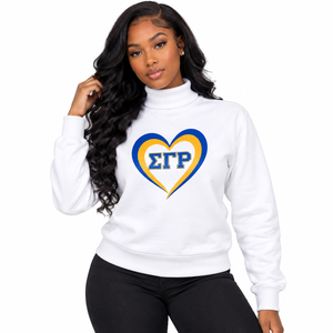 Sweat-shirt à col montant blanc pour femmes Sigma Gamma Rho, pull de sororité grecque, mode universitaire personnalisée, streetwear décontracté, vente en gros - Product Image 1