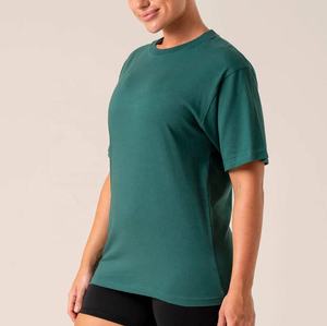 เสื้อยืดผู้หญิงสีเทา แขนสั้น คอกลม สีพื้น ผ้าถัก สวมใส่สบาย ทรงหลวม สำหรับฤดูใบไม้ผลิและฤดูร้อน - Product Image 4