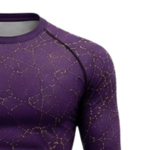 Purple Long Sleeve Compression <b>Shirt</b> Crackle Print Athletic Training Gym Workout Breathable Sublimated Performance Sportswear - Product Image 4