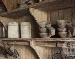 Estante de Almacenamiento Rústico de Madera de Olmo para Dos Platos, Estante de Cocina de Madera Montado en la Pared, Organizador Multifuncional Resistente al Agua - Product Image 4