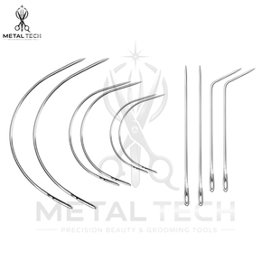 10 Piece Professional Stainless Steel Hair Extension Weaving Needles Set Curved Straight Bent Weft <b>Sewing</b> Needles Tool <b>Kit</b> - Product Image 2