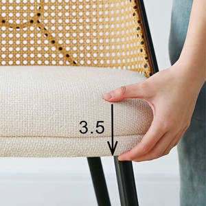 Ensemble de 2 chaises de salle à manger rembourrées avec dossier en rotin - Product Image 6