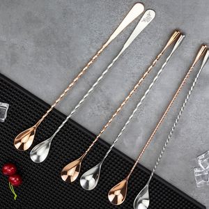 Cuchara mezcladora de cócteles de acero inoxidable 304 en espiral con mango largo, herramienta de barman personalizada de 25, 27, 30, 40, 50 cm - Product Image 1