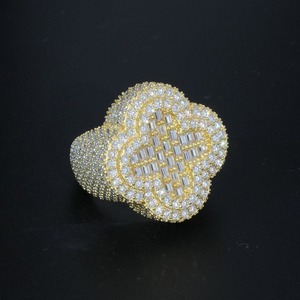 Best Quality <b>Silver</b> Moissanite Hip Hop <b>Ring</b> with Smooth Finish Flower Shape for <b>Men</b> Women Daily Wear and Party Wear Use - Product Image 5