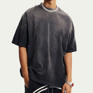 T-shirts pour hommes en coton 100% à effet délavé, nouveau design, style streetwear, séchage rapide et respirant, vente en gros, pour usage extérieur - Product Image 3