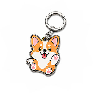 Wholesale Custom Cartoon <b>Anime</b> Metal <b>Keychain</b> Cute Corgi Dinosaur Astronaut Enamel Keyring Kawaii Bag Charm Promotional Gift - Product Image 6
