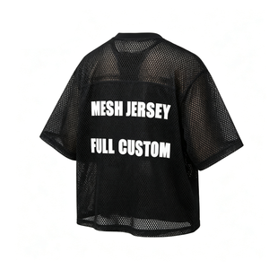 Camiseta de Fútbol Negra de Malla con Cuello Redondo, Unisex, Corte Holgado, Manga Corta, Transpirable, para Todas las Temporadas, Ropa para Adultos - Product Image 3